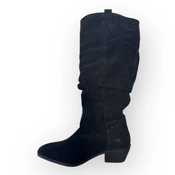 ANTHROPOLOGIE TALL KNEE HIGH TALL SCRUNCH BOOTS SUEDE BLACK SIZE 8.5 NEW - Picture 6 of 10